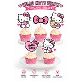 telaşe memuru 10 Adet Hello Kitty Temalı Premium Cupcake Süsü - Hello Kitty Temalı Cupcake Pasta Süsü