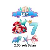telaşe memuru Deniz Kızı Pasta Süsü Pasta Resmi Ve Baskısı 7 Yaş - Yenilebilir Pasta Süsü- Yenilebilir Kağıt Baskı