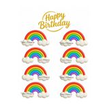 telaşe memuru Gökkuşağı Temalı Yenilebilir Cupcake ve Pasta Resmi Baskısı - Yenilebilir Kağıt ve Pasta Süsleri