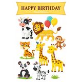 telaşe memuru Hayvanlar ve Happy Birthday Yenilebilir Pasta Resmi Baskısı - Yenilebilir Kağıt ve Pasta Süsleri