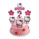 telaşe memuru Hello Kitty Pasta Süsü ve Hello Kity Temalı 2 Yaş Doğum Günü Konsepti - Kalın Kağıt Baskısı