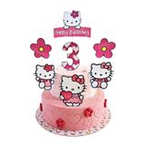 telaşe memuru Hello Kitty Pasta Süsü ve Hello Kity Temalı 3 Yaş Doğum Günü Konsepti - Kalın Kağıt Baskısı