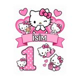 telaşe memuru İSİMLİ - 1 Yaş Hello Kitty Pasta Süsü - Pasta Resmi ve Pasta Baskısı- Yenilebilir Kağıt