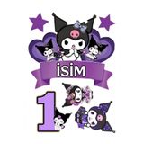 telaşe memuru İSİMLİ - 1 Yaş Kuromi Pasta Süsü - Pasta Resmi ve Pasta Baskısı- Yenilebilir Kağıt