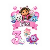telaşe memuru İSİMLİ - 3 Yaş Gabby Pasta Süsü - Pasta Resmi ve Pasta Baskısı- Yenilebilir Kağıt