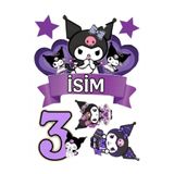telaşe memuru İSİMLİ - 3 Yaş Kuromi Pasta Süsü - Pasta Resmi ve Pasta Baskısı- Yenilebilir Kağıt