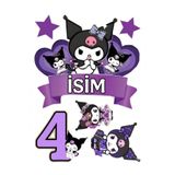 telaşe memuru İSİMLİ - 4 Yaş Kuromi Pasta Süsü - Pasta Resmi ve Pasta Baskısı- Yenilebilir Kağıt