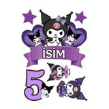telaşe memuru İSİMLİ - 5 Yaş Kuromi Pasta Süsü - Pasta Resmi ve Pasta Baskısı- Yenilebilir Kağıt