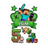 telaşe memuru İSİMLİ - 5 Yaş Minecraft Pasta Süsü - Pasta Resmi ve Pasta Baskısı- Yenilebilir Kağıt