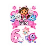 telaşe memuru İSİMLİ - 6 Yaş Gabby Pasta Süsü - Pasta Resmi ve Pasta Baskısı- Yenilebilir Kağıt