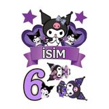 telaşe memuru İSİMLİ - 6 Yaş Kuromi Pasta Süsü - Pasta Resmi ve Pasta Baskısı- Yenilebilir Kağıt
