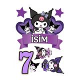 telaşe memuru İSİMLİ - 7 Yaş Kuromi Pasta Süsü - Pasta Resmi ve Pasta Baskısı- Yenilebilir Kağıt