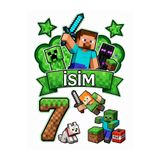 telaşe memuru İSİMLİ - 7 Yaş Minecraft Pasta Süsü - Pasta Resmi ve Pasta Baskısı- Yenilebilir Kağıt