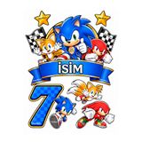 telaşe memuru İSİMLİ - 7 Yaş SONİC Pasta Süsü - Pasta Resmi ve Pasta Baskısı- Yenilebilir Kağıt