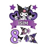 telaşe memuru İSİMLİ - 8 Yaş Kuromi Pasta Süsü - Pasta Resmi ve Pasta Baskısı- Yenilebilir Kağıt
