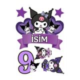 telaşe memuru İSİMLİ - 9 Yaş Kuromi Pasta Süsü - Pasta Resmi ve Pasta Baskısı- Yenilebilir Kağıt