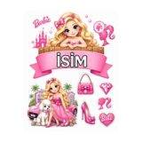 telaşe memuru İSİMLİ - Barbie Yenilebilir Pasta Süsü - Barbie Pasta Resmi ve Baskısı Yenilebilir Kağıt