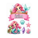 telaşe memuru İSİMLİ - Deniz Kızı Temalı Yenilebilir Pasta Süsü - Deniz Kızı Pasta Resmi ve Baskısı Yenilebilir Kağıt