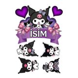 telaşe memuru İSİMLİ - Kuromi Pasta Süsü - Pasta Resmi ve Pasta Baskısı- Yenilebilir Kağıt