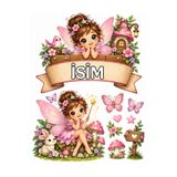 telaşe memuru İSİMLİ - Peri Temalı Yenilebilir Pasta Süsü - Peri Kız Pasta Resmi ve Baskısı Yenilebilir Kağıt