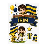 telaşe memuru İSİMLİ - Sarı Lacivert Taraftar Temalı Yenilebilir Pasta Süsü - Pasta Resmi ve Baskısı Yenilebilir Kağıt