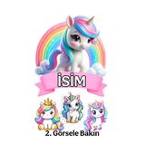 telaşe memuru İSİMLİ - Unicorn Yenilebilir Pasta Süsü - Unicorn Pasta Resmi ve Baskısı Yenilebilir Kağıt