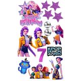 telaşe memuru K-POP Demon Hunters 7 Yaş Pasta Süsü - Yenilebilir Kağıt Pasta Üstü Süsü - Pasta Resmi Baskısı