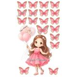 telaşe memuru Kız ve Kelebek Yenilebilir Cupcake ve Pasta Resmi Baskısı - Yenilebilir Kağıt ve Pasta Süsleri 6