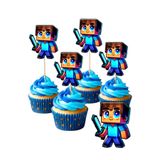 telaşe memuru Minecraft 10 Adet Cupcake Pasta Süsü - Minecraft Şekilli Kürdan Süs ve Doğum Günü Konsepti
