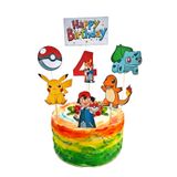 telaşe memuru Pokemon Pasta Süsü ve Pokemon 4 Yaş Doğum Günü Konsepti - Kalın Kağıt Baskısı