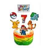telaşe memuru Pokemon Pasta Süsü ve Pokemon 7 Yaş Doğum Günü Konsepti - Kalın Kağıt Baskısı