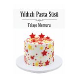 telaşe memuru Şeker Hamuru Pasta Tamamlayıcı Süs - 66 Adet Sarı Kırmızı Yıldız Pasta Süsü - Yenilebilir Pasta Süsü