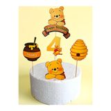 telaşe memuru Winnie The Pooh Pasta Süsü ve 4 Yaş Doğum Günü Konsepti Parti Malzemeleri ve Pasta Süsü