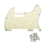 Telecaster Uyumlu Elektro Gitar Pickguard 8 Delikli Beyaz Krem Desenli