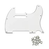 Telecaster Uyumlu Elektro Gitar Pickguard 8 Delikli Düz Beyaz