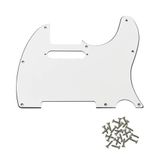 Telecaster Uyumlu Elektro Gitar Pickguard 8 Delikli Düz Beyaz