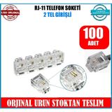 Telefon Kablo Soketi Rj11 Jak 2 Telli 100 Adet