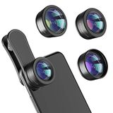 Telefon Kamera Lensi, Yükseltilmiş 3'ü 1 Arada Telefon Lens kiti-198° Balık Gözü Lensi + Makro Lens + 120° Geniş Açılı Lens, Klipsli Cep Telefonu Lens Kiti Çoğu Telefonla, Çoğu Akıllı Telefonla Uyumlu