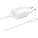 Telefon Kulübesi Samsung Uyumlu Type C Süper Hızlı Şarj Aleti Şarj Cihazı Adaptör + Kablo Siyah Hızlı Şarj Aleti 25W - Beyaz