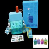 Telefon Modeli Renkli Mika Kristal Suluk Matara Pipetli - Vidalı Kapak - Askılı 300ML (4887)