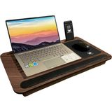 Telefon ve Tablet Bölmeli Minderli Laptop Sehpası Notebook Bilgisayar Çalışma Masası, Antik Meşe