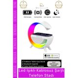 #TelefonStandı RGB LED Işıklı Kablosuz Şarjlı Masa Lambası Saatli Hoparlör Telefon Standı 3 in 1 Spe