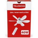 Telenova Işıklı Tavan Vantilatörü Kumandalı 40W Beyaz