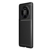Teleplus Huawei Mate 40 Pro Kahverengi Karbon Dokulu Negro Silikon Kılıf + Tam Kapatan Ekran Koruyucu + Kamera Koruyucu