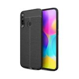 Teleplus Huawei P40 Lite E Siyah Deri Dokulu Silikon Kılıf+Nano Ekran Koruyucu