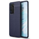 Teleplus Huawei P40 Pro Deri Dokulu Silikon Siyah Kılıf
