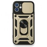Teleplus iPhone 12 Mini Kamera Korumalı Yüzüklü Tank Pars Silikon Gold Kılıf