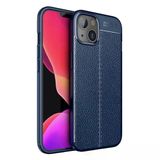Teleplus iPhone 14 Deri Dokulu Niss Silikon Nano Ekran Koruyucu Siyah Kılıf
