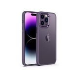 Teleplus iPhone 14 Pro Renkli Bumper Hybrid Krom Slim Silikon Derin Mor Kılıf