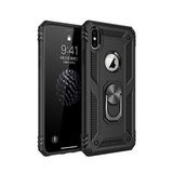 Teleplus iPhone XS Max (Plus) Vega Yüzüklü Tank Kapak Siyah + Nano Ekran Koruyucu Kılıf